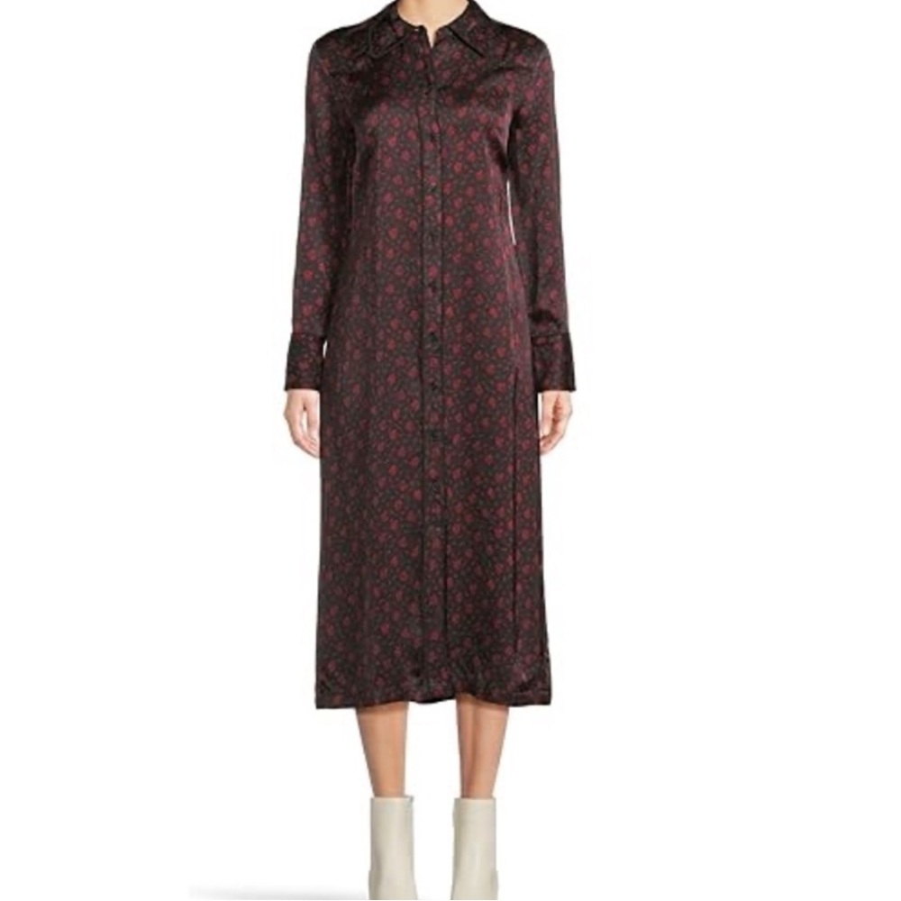 Madewell Louise Dress - Lightweight Semi Shine Black & Red Shirt Dress